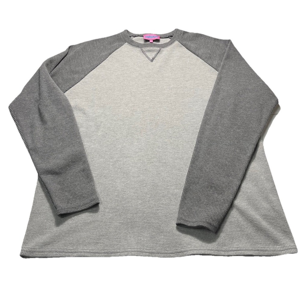 Edikted Womens Raglan Waffle Knit Top Gray Long Sleeve Casual Y2K Basic Size M